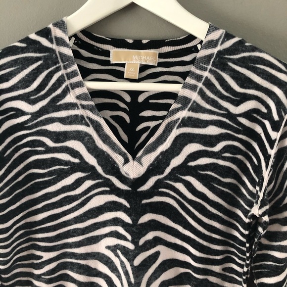 Michael Kors Zebra Print Long Sleeve Black/White Sz XS - Picture 5 of 8